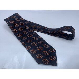 Vtg Dolce & Gabbana Made in Italy Men's Silk Neck Tie BROWN, double ring Pattern